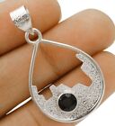 Natural Faceted Black Tourmaline 925 Solid Sterling Silver Pendant Jewelry K9-9
