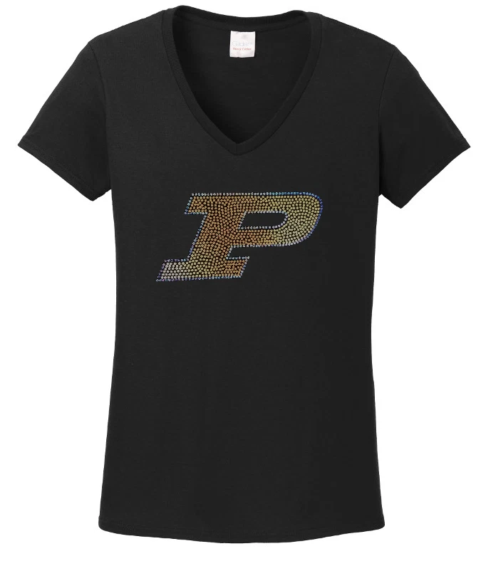 Mujer Purdue Boilermakers Cuello en V Camiseta Estrás Mucho Brillo Foto 1 de 1