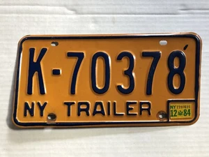 Oldtimer New York Anhänger Kennzeichen K-70378 blau auf orange lackiert - Bild 1 von 2
