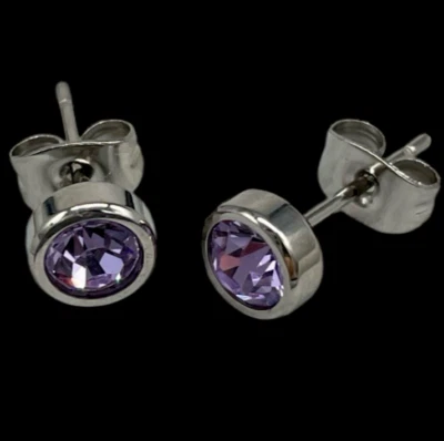 Orecchini Uomo Donna a bottone rotondi Puntoluce brillanti magenta viola firmati - Immagine 1 di 4