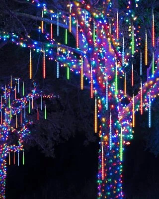 8 Tubes 192 LED Meteor Shower Rain Lights 11.8 inches Cascading Icicle Lights - Image 1 of 4