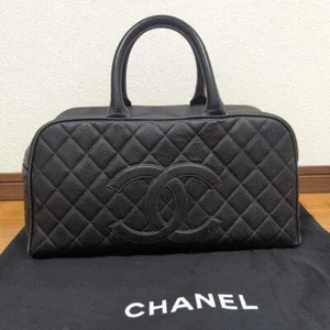 AUTH Chanel Chanel Caviar Skin Boston Back Black with card dust box good - Picture 1 of 12