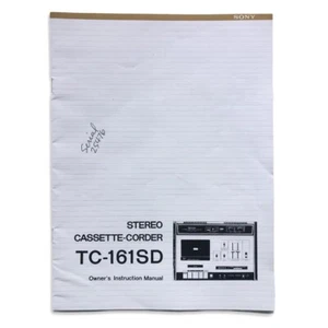 Sony Stereo Cassette-Corder TC-161SD Vintage Owner's Instruction Manual  - Picture 1 of 5