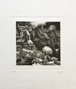 Dominique Sosolic gravure originale 1975 signée fantastique art surréalisme art - Picture 1 of 1