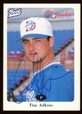 1996 Dunedin Blue Jays TIM ADKINS Signed Card autograph AUTO HUNTINGTON, WV