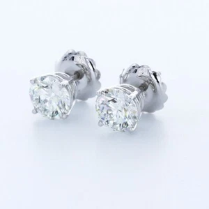 5.0CT LAB-CREATED DIAMONDS E/VS2 ROUND CUT 14K WHITE GOLD PRONG CLASSIC STUDS - Picture 1 of 3