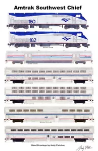 Póster Amtrak Southwest Chief 11""x17"" firmado por Andy Fletcher - Imagen 1 de 1