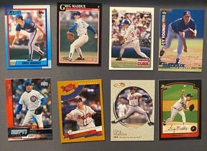 Greg Maddux Mixed Baseball 8 Card Lot - Topps/Fleer/Upper Deck/ Score