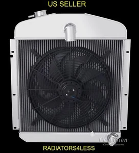 CHAMPION 3 FILAS RADIADOR ALUMINIO VENTILADOR 16" 47 48 49 PLYMOUTH CHRYSLER COCHE SEDÁN - Imagen 1 de 4