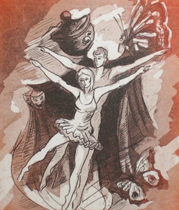 Ballet dancers portrait art print signed - Picture 1 of 9