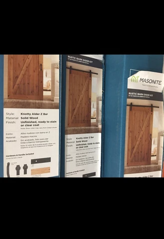Masonite 36 in. x 84 in. Wood Barn Boor With Hardware Cover