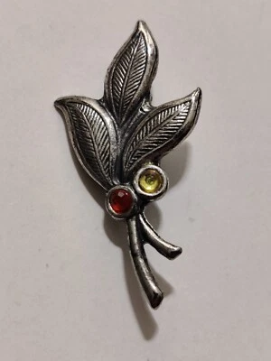 Ancienne Broche Avec Pierre Rouge Et Pierre Jaune - Photo 1/2