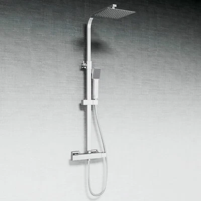 ONESHOWERS Thermostatic Mixer Shower Set Square Chrome Twin Head Exposed Valve