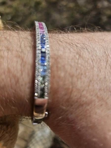 EFFY Watercolors 7.5 Inch Diamond And Saphire Bracelet. - Picture 1 of 7