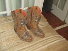 Texas Country Brown Snip Toe Cross & Studded Western Boots Brown Kids Size 12
