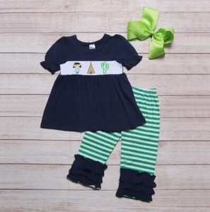 NEW Boutique Native American Tipi Cactus Tunic & Leggings Girls Outfit - Picture 1 of 3