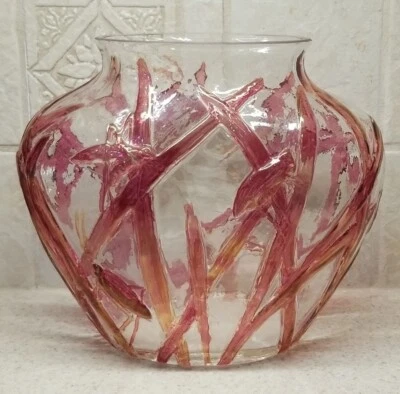 Phoenix Consolidated Glass Katydid Grasshopper Ruby Stain Pillow Vase 7"  - Image 1 of 4