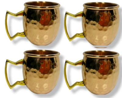 Ensemble De 4 Gaufrées Cuivre Mini Moscou Mule Shot Verre 74ml - Photo 1/4