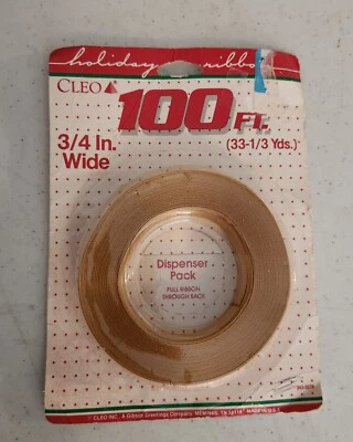 Cleo 100 Feet Christmas RIBBON Gold 3/4” Wide NOS 1 Roll Vintage NOS - Image 1 of 4