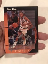 91 Steve Smith Star Pics Rookie Signed Autograph AUTO Authentic MSU - Atlanta