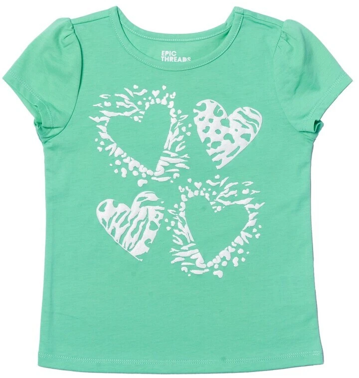 Epic Threads Little Girls Short Sleeve Graphic Tee, Green, 5 - Image 1 of 1