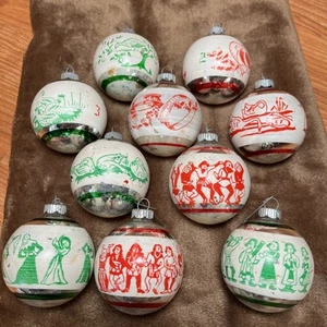 RAR Set Vintage Glas 12 Days of Christmas Ornament Shiny Brite nur 10 im Set - Bild 1 von 23