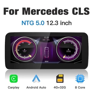 12.3" Display Android 14 Carplay GPS Auto Radio Für Benz CLS C218 W218 NTG 5.0 - Picture 1 of 13