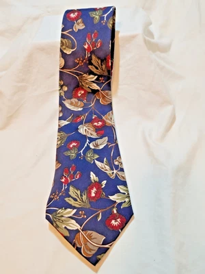 Галстук мужской Eddie Bauer темно-синий цветочный 100% шелк 57 дюймов сделано в США. - Изображение 1 из 4