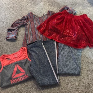 5 Piece LOT of Girls Size 6 & 6X Pants Dress Sequin Red Skirt Racerback Tank Top - Picture 1 of 12