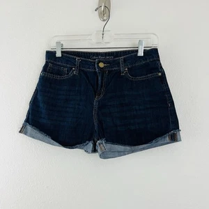 Calvin Klein Cuffed Shorts Womens 4 Blue Denim - Picture 1 of 4