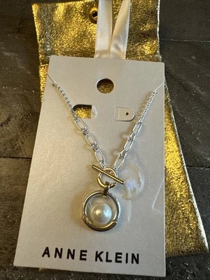Gorgeous Anne Klein Gold Tone Faux Pearl Adjustable Necklace New In Package - Изображение 1 из 4