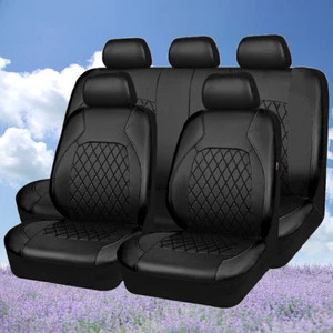 Black Leather 5-Sits Cover Interior Accessories Protector For BMW Ford - Picture 1 of 11