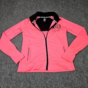 Victorias Secret PINK Track Jacket Small Full Zip Thumb Slits Running Athleisure - Picture 1 of 7