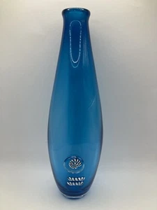 11.75” Tall Light Blue Glass Vase Peppermint Accent Signed M. Tudor ‘96 - Picture 1 of 10