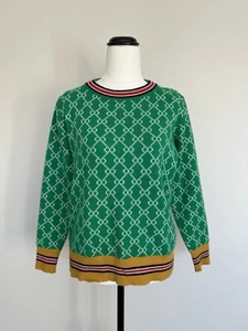 Frankie’s Melbourne Women’s Jumper Knit Green Cotton Blend Stretch Size S/M - Picture 1 of 7