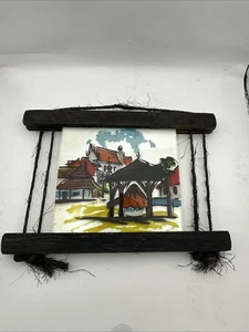 Handbemalte und gerahmte Glasfliese - Bild 1 von 6