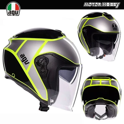 CASCO JET AGV IRIDES DAVAO NERO GRIGIO GIALLO FLUO ECE 22.06 - Immagine 1 di 4