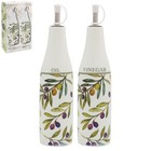 Oil Vinegar Ceramic Bottles Set Olive Grove Kitchen Dining Floral Gift Idea