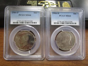 1984-P & D Kennedy Half Dollars PCGS Graded MS64 - Bild 1 von 2