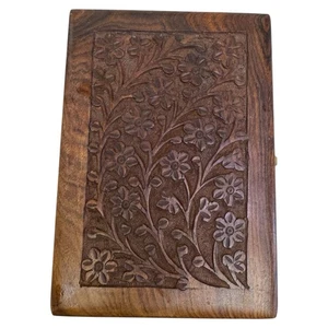Vintage Intricate Carved Floral Wooden Box Keepsake Trinket Box - Picture 1 of 7