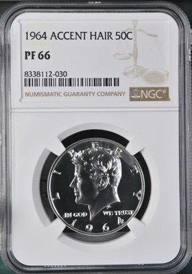 1964 Accented Hair Silver Proof Kennedy Half Dollar NGC PF66 BBC - Image 1 of 2