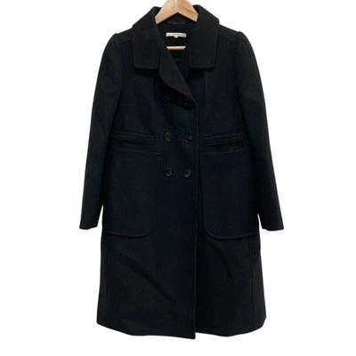 CARVEN 双排扣羊毛长外套 38 码黑色女式二手 — 第 1/4 张图片