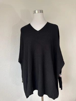 RXB Sweater Womens Small Black V Neck Oversized Pullover Gold Button Sleeve NWT - Image 1 of 4