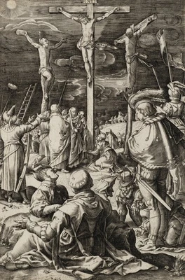 HOGENBERG (*1608) nach GOLTZIUS (*1558), Kreuzigungsszene,  1598, KSt. Barock - Bild 1 von 4