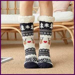 Winter warme Socken Damen Pinguin Plüsch weich weiblich rutschfest Boden Hausschuhe kurz - Bild 1 von 41