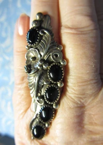 RING NAVAJO /SILBER Jetstone GR. 57, 6,5 cm lang Sterling Silver antik - Bild 1 von 8