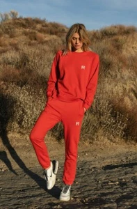 NWT $248.00 Ragdoll LA Oversized Sweatshirt and Jogger Sz. Large "Tomato Red" - Picture 1 of 6