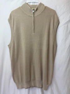 F/X Fusion Sweater Vest L Mock Neck 1/4 Zip Knit Cotton Thermal Sandwashed Beige - Picture 1 of 3