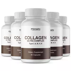 Collagen Ultra Complex Types I, II, III, V & X - 5 Bottles 450 Capsules - Picture 1 of 1