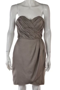 NEW Yaya Aflalo Dress Size S Taupe Gray Solid Sheath Strapless Above Knee Silk - Picture 1 of 6